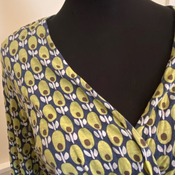 BODEN Jersey Knit 3/4 Sleeve Midi avocado/olive dress green, blue white size 18L - Picture 4 of 8